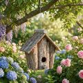 Deko-Vogelhäuschen aus Holz mit Rinde 21cm Grau zum Hängen für Innenbereich | Floristik24.at