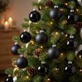Mini-Christbaumkugel, Baumschmuck-Mix, Weihnachtskugeln Schwarz H4,5cm Ø4cm Echtglas 24 St | Floristik24.at