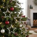 Weihnachtsstern Anhänger Silber Glitter Kunststoff 7,5 cm 40 Stück | Floristik24.at