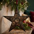 Weihnachtsanhänger Metallstern Schwarz mit Kupfereffekt H25,5cm | Floristik24.at