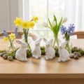 Keramik Hase Osterdekoration Weiß Gold 7,5 cm 4er-Set | Floristik24.at