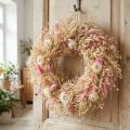 Dekokranz Hafer Naturkranz mit Strohblumen Rosa Ø29cm | Floristik24.at