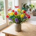 Mini-Schmetterlinge am Draht aus Federn 6,5cm Rot und Grün für Frühlings- und Sommerdekorationen 12er Set | Floristik24.at