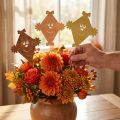 Herbst-Drachen Gartenstecker aus Holz, 32,5 cm, 12 Stück, Braun, Beige, Gelbgrün | Floristik24.at