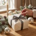Satinband mit Lurex, Geschenkband Grau, 25mm x 20m für Dekoration | Floristik24.at