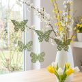 Dekohänger Holz-Schmetterlinge Grün mit Glitter 8 cm 12er Set | Floristik24.at