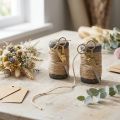 Bandspulen-Set aus Holz mit Jutegarn und Metallschere Ø5cm H8cm 2 Stück | Floristik24.at