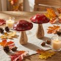 Deko-Fliegenpilz aus Holz Ø13cm H16cm Rot-Weiß 2er-Set | Floristik24.at