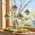 Hängedeko Vogelhaus Holz 6,5cm Weiß-Grün 8 Stück | Floristik24.at