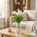 Künstliche Tulpen Weiß Creme 38cm 7 Stück aus Kunststoff für Dekoration | Floristik24.at