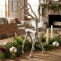Rentier Dekofigur aus Metall, 27,5 cm, grau-beige | Floristik24.at