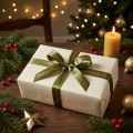 Dekoband Polyester Weihnachtsband Grün Gold 15mm x 20m Indoor | Floristik24.at