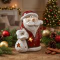 Weihnachtsmann Teelichthalter Keramik Rot Weiß H15cm | Floristik24.at