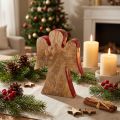 Engel Holzfigur 15 cm Rot und Natur für Dekoration | Floristik24.at