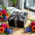 Geschenkband Zebramuster Polyester 25mm x 20m Schwarz-Weiß | Floristik24.at
