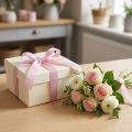 Geschenkband Rosa mit Weißen Punkten 15mm x 20m Polyester Baumwolle | Floristik24.at