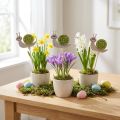Blumenstecker Schnecke aus Holz und Filz in Grün, 6,5 cm, 12 Stück | Floristik24.at