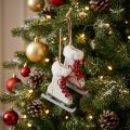 Schlittschuh-Anhänger aus Holz in Weiß mit Kunstfell, 8 cm, 3 Stück | Floristik24.at