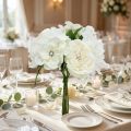 Künstlicher Blumenstrauß Weiß Creme mit Perlen und Strass, 29 cm, Seidenblumen | Floristik24.at