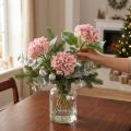 Hortensie künstlich Rosa beschneit 33cm 4er-Set | Floristik24.at