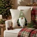 Dekokissen mit Wichtel aus Polyester Baumwolle Beige Grün 40×40cm | Floristik24.at
