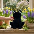 Schwarzer Dekofrosch mit Goldkrone, 40,5 cm, Kunststoff | Floristik24.at