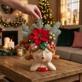 Pflanzkopf Mädchen Keramik 17 cm Rot-Weiß Weihnachten | Floristik24.at