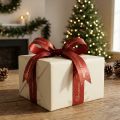 Polyester Weihnachtsband Rot Gold Christmas Time 15mm x 20m für Dekoration und Geschenkverpackung | Floristik24.at
