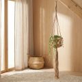 Makramee Blumenampel beige-braun Ø12cm H79cm aus Baumwolle und Metall | Floristik24.at
