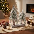 Tannenbaum-Dekoration Grün Weiß H28cm auf Holzsockel | Floristik24.at