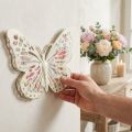 Wanddekoration Metall Schmetterling mit Rosendruck 29,5 cm Cremeweiß | Floristik24.at