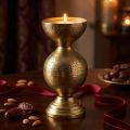 Kerzenhalter aus Metall, 25 cm, Messingfarben, orientalisches Design | Floristik24.at