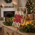 Deko-Schlitten Holz natur und rot 42×17×12cm | Floristik24.at