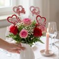Blumenstecker Herz aus Holz mit Schriftzug "Love", 25,5 cm, Rot und Weiß, 16 Stück | Floristik24.at