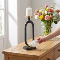 Kerzenhalter aus Gusseisen in Schwarz und Gold, Ø10,5 cm, Höhe 46 cm | Floristik24.at