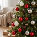 Weihnachtskugel-Set Kunststoff Weiß, Rot, Silber Ø5,5cm 30 Stück | Floristik24.at