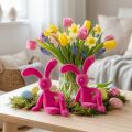 Dekofigur Hase aus Kunststoff mit samtiger Oberfläche 22 cm Pink 2 Stück | Floristik24.at