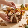 Stoffband mit Eichenblättern Creme 15mm x 18m für Herbstdekorationen | Floristik24.at