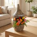 Deko Skulptur aus Paulownia Holz Grau Ø15cm H39cm | Floristik24.at