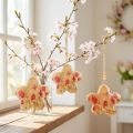 Holzanhänger Blume mit Schmetterling Natur-Pink 9 cm 4 Stück | Floristik24.at