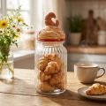 Bonboniere aus Glas mit Deckel Keramik Croissant-Motiv Ø11cm H28,5cm | Floristik24.at