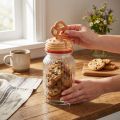 Bonboniere Glas Keksglas Ø11cm H28,5cm mit Keramikdeckel Brezel-Motiv | Floristik24.at