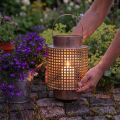 Deko Laterne Windlicht Metall Rosé und Türkis Ø18cm H29cm mit Glaszylinder | Floristik24.at