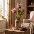 Herbstblume künstliches Nadelkissen Protea Rosa 73cm 3er-Set | Floristik24.at