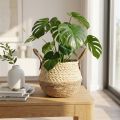Seegras Aufbewahrungskorb zweifarbig mit Henkeln Ø25cm H24cm Natur Braun | Floristik24.at