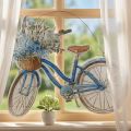 Dekoschild aus Holz mit Fahrradmotiv, Blau und Weiß, 31×25cm, mit Drahtaufhänger | Floristik24.at