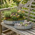Blumenschalen-Set Metall Zinktablett Antik-Finish mit Griffen 45/59 cm | Floristik24.at