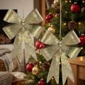 Weihnachtsschleifen aus Metall mit Jutekordel, Gold, Antik-Optik, 18 × 12,5 cm, 2er-Set | Floristik24.at