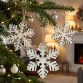 Schneeflocken aus Holz in Weiß-Grau, 7-12 cm, 6 Stück | Floristik24.at