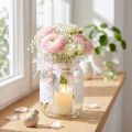 Glasgefäß mit Deckel und Spitzendekor aus Glas Ø10cm H17cm weiß-rosa für Dekoration und Aufbewahrung | Floristik24.at
